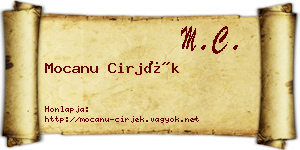Mocanu Cirjék névjegykártya